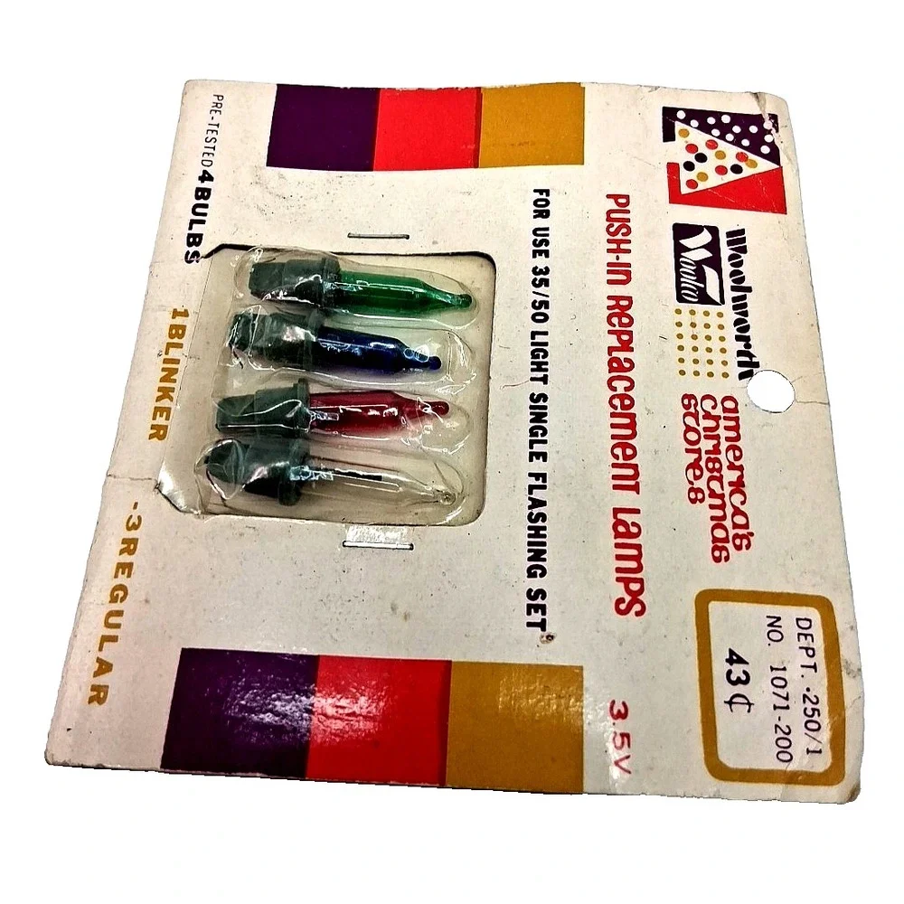 Vintage Package Of Woolworth‎ Push In Replacement Christmas Lamps Pack of 4